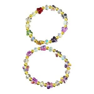 Set of 2 Multicolor Butterfly Beaded Bracelets